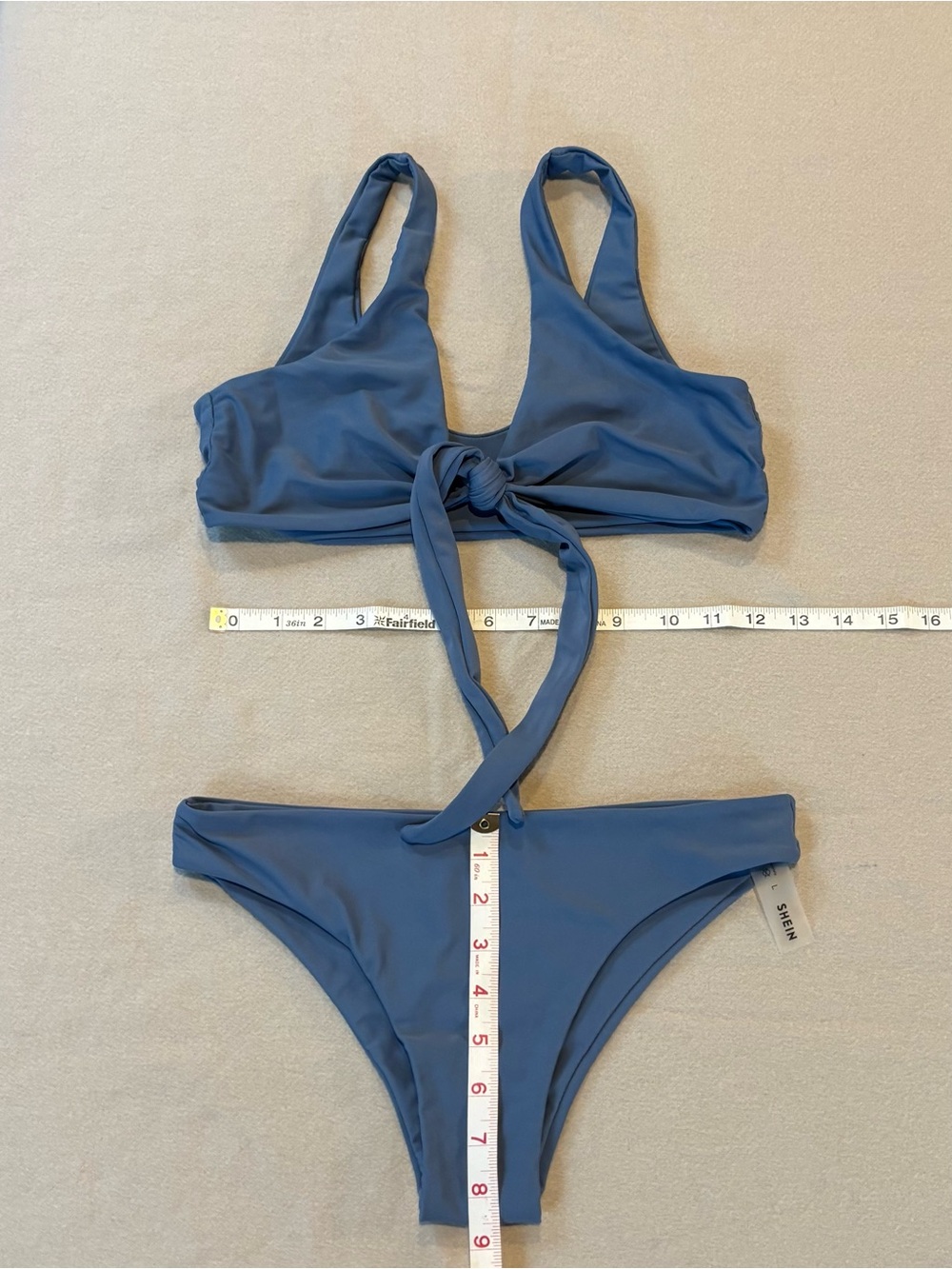 SHEIN Slate Blue Tie-Front Bikini Set